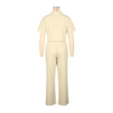 SC Short Sleeve Lapel Shirt And Pants 2 Piece Set AIL-269