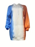 SC Tie Dye Print Long Sleeve Hoded Dress GDNY-0050