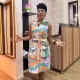 SC Printed Sleeveless Tie Up Small V-Neck Dress NY-10756
