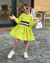 SC Kids Girls Letter Elastic Splicing Shirt Dress GYAY-8094