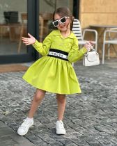 SC Kids Girls Letter Elastic Splicing Shirt Dress GYAY-8094