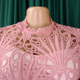 SC Lace Crochet Hollow Out Pleated Patchwork Dress GCZF-D254-C1