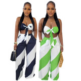 SC Sexy Print Wrap Chest And Pants Loose 2 Piece Set GDIM-2407