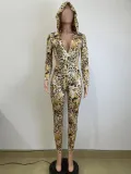 SC Leopard Print Backless Hooded Jumpsuit QODY-6010