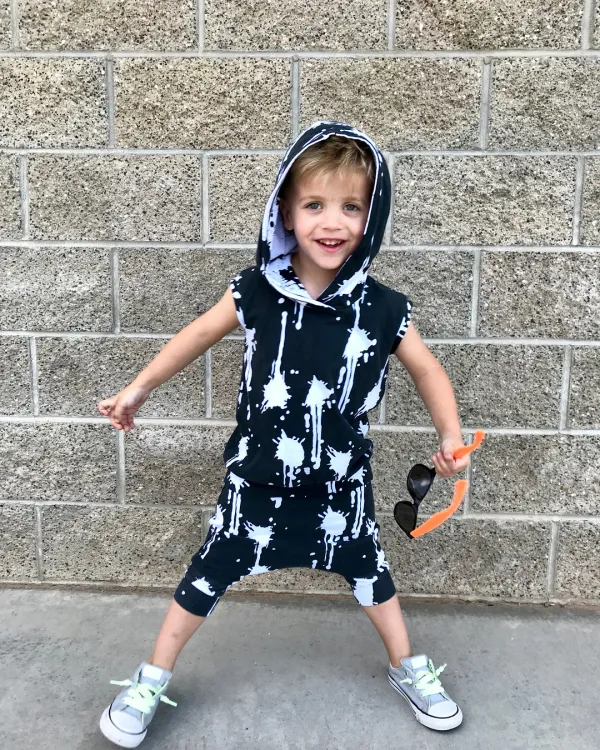 SC Kids Boy Tie Dye Print Sleeveless Hooded 2 Piece Shorts Set GYMF-133