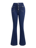 SC Buttoned High-waisted Flared Jeans XCFF-2059