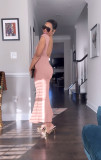 SC Hollow Out Backless Sexy Long Dress QODY-6026