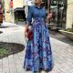 SC Denim Patchwork Print Big Swing Maxi Dress GCZF-8551