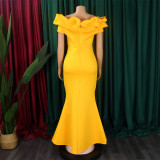 SC Solid Color One Neck Fishtail Dress GCZF-8519