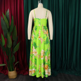 SC Fashion V Neck Sling Beach Print Maxi Dress GCZF-8575