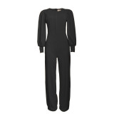 SC Long Sleeve Solid Color Straight Jumpsuit GCZF-8429Q