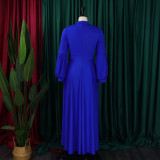 SC Lace-up Bubble Sleeve Big Swing Long Dress GCZF-8568