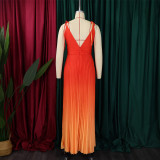 SC Gradient Color V Neck Sleeveless Maxi Dress GCZF-D403-C1