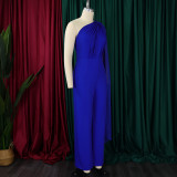SC Solid Color Single Shoulder Fashion Jumpsuit GCZF-8560