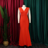 SC Summer V-Neck Tassel Sleeveless Evening Dress GCZF-8500