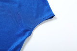 SC Casual Print Short Sleeve Tight 2 Piece Pants Set XEF-40638
