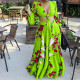 SC Long Sleeve Print Tops And Half Skirt Loose 2 Piece Set GCZF-8467