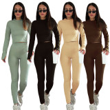 SC Solid Color Long Sleeve Tight 2 Piece Pants Set SSNF-211417