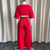 SC Solid Color Pleated Tie Up Two Piece Skirt Set GCZF-D220