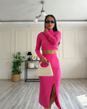 SC Fashion Long Sleeve O Neck Two Piece Skirt Set SSNF-211414