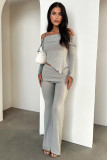 SC Sexy Off Shoulder Long Sleeve Two Piece Pants Set SSNF-211407