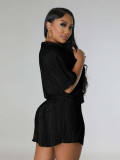 SC Solid Color Press Pleated Casual 2 Piece Shorts Set MIL-T102