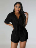 SC Solid Color Press Pleated Casual 2 Piece Shorts Set MIL-T102