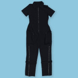 SC Short Sleeve Zipper Slim Jumpsuit NY-3172