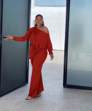 SC Casual Solid Color Bat Sleeve Drawstring Jumpsuit YS-2407