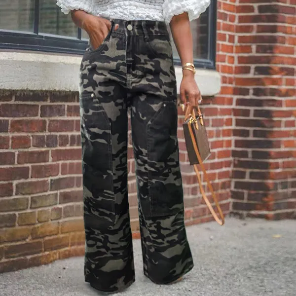 SC Camouflage Straight Leg Jeans WAF-77658