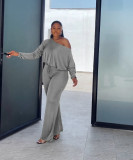 SC Casual Solid Color Bat Sleeve Drawstring Jumpsuit YS-2407