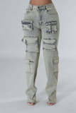 SC Fashion Zipper Wash Casual Jeans LX-1381