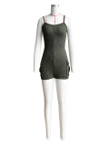 SC Long Sleeve Hooded Sling Slim Fit Romeper Two Piece Set CH-24019