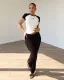 SC Color Block Sports Yoga Short Sleeve Two Piece Set QODY-6031