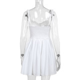 SC Solid Color Hollow Out Sling Mini Dress FL-YY24063
