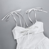 SC Solid Color Hollow Out Sling Mini Dress FL-YY24063