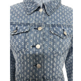 SC Casual Ripped Denim Long Sleeve Shorts Two Piece Set TR-1299