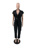 SC Casual Solid Color Sleeveless Tie Up Pants Suit JRF-3760