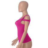 SC Solid Color Strapless Skinny Hollow Out Top MZ-2841