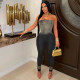SC Wrap Chest Skinny Gradient Color Denim Jumpsuit ZSD-0679