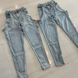 SC Irregular Hollow Out Spliced Zipper Jeans YMEF-51089