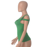 SC Solid Color Strapless Skinny Hollow Out Top MZ-2841
