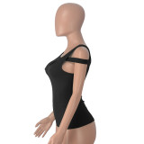 SC Solid Color Strapless Skinny Hollow Out Top MZ-2841
