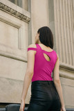 SC Solid Color Strapless Skinny Hollow Out Top MZ-2841
