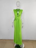 SC Deep V Neck Short Sleeve Maxi Dress MUE-8060