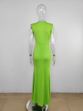 SC Deep V Neck Short Sleeve Maxi Dress MUE-8060