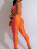 SC Slant Shoulder Sleeveless Slim Fashion Two Piece Set SFY-448