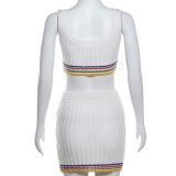 SC Fashion Knits Sleeveless Tank Tops Two Piece Skirt Set XEF-45789