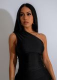 SC Slant Shoulder Sleeveless Slim Fashion Two Piece Set SFY-448