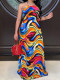 SC Sexy Halter Multi Color Printed Long Dress SFY-410